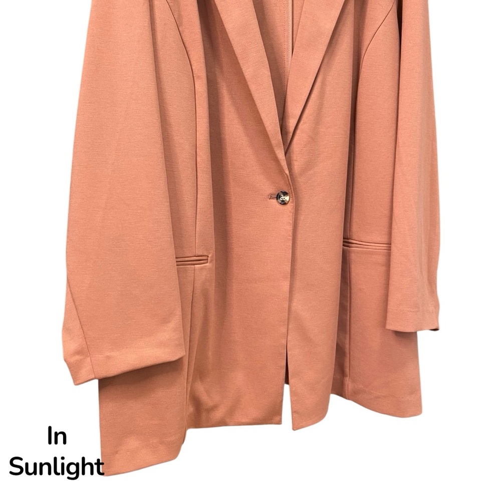 NINE WEST Blazer Ponte Knit Single Button Jacket Pockets Relaxed Rust 4X NWT - Picture 5 of 11